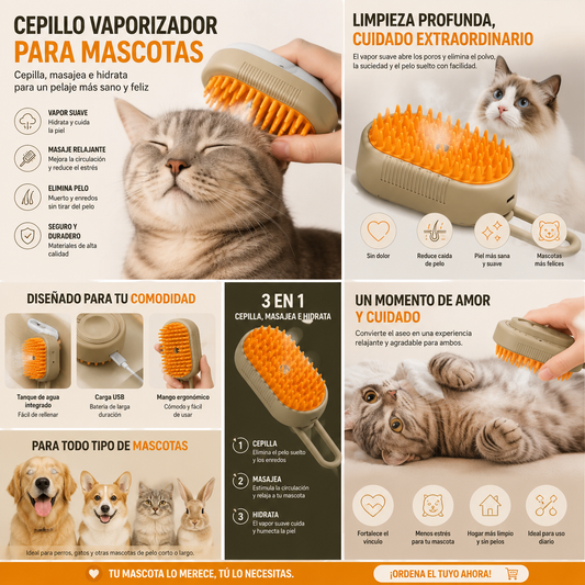 CEPILLO MASCOTAS VAPOR EXTENSIBLE